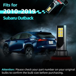 XFLHEHD Outback LED Fog Lights Fits for 2010-2019 Subaru Outback, 6500K Cool White Outback Fog Lights Bulbs Replacement Kit, Direct Plug and Play, Pack of 2