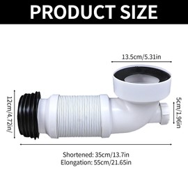 Toilet Pan Connector 90 Degree, Universal Waste Pipe Connector Flexible Plumbing Fittings Adjustable for All Standard Toilets