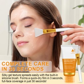 Kurkuma Overnight Wrapping Peel Off Maske, Kojic Acid Kurkuma Night Maske Mit Hydrolysiertem Kollagen,Strafft Und Befeuchtet Die Haut Über Nacht, Nährt Stumpfe, Ungleichmäßige Haut Für Strahlende Haut
