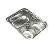 Durable Packaging 3-Compartment Oblong Aluminum Foil Container, 23 Oz, 6.56