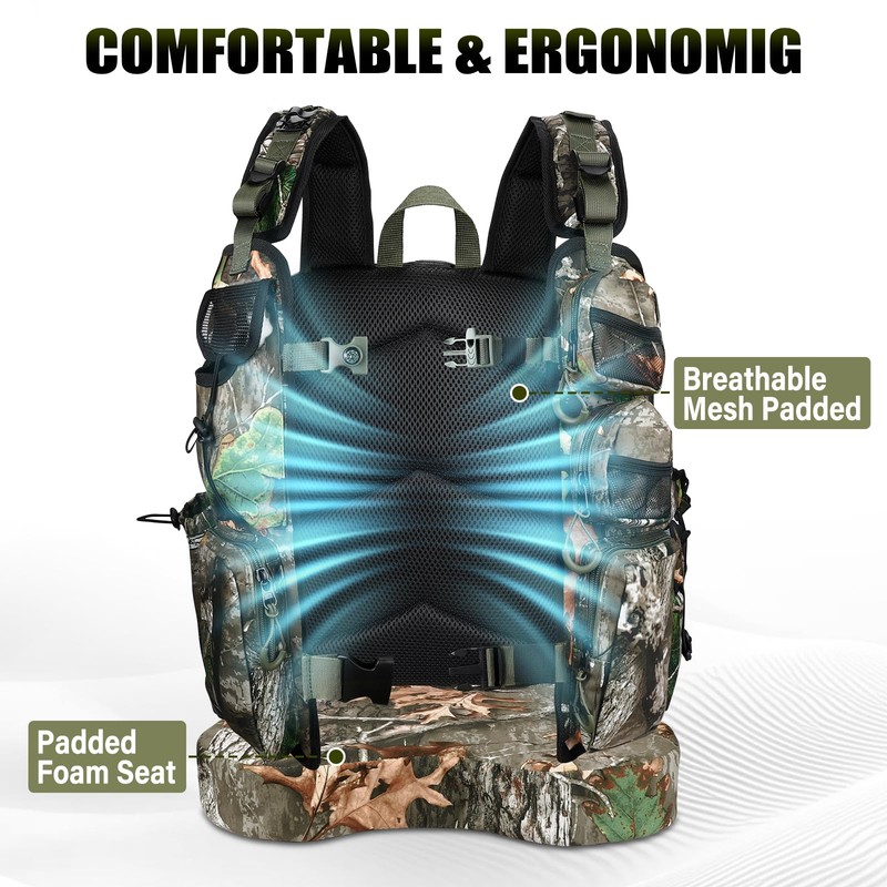 Kalkal Turkey Vest with Seat, Lightweight Camo Turkey Hunting Vest