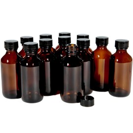 Vivaplex, 12, Amber, 2 oz Glass Bottles, with Lids