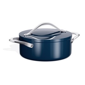 CookinCraze Ceramic Dutch Oven with Lid 4.5 QT Nonstick Stock Pot Induction Compatible Dishwasher and Oven Safe Up to 500°F PTFE, PFOA & PFAS Free for Cooking and Soup, Navy Blue