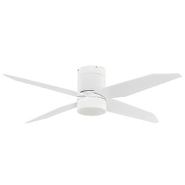 LEDLUX 52" Ceiling Fan with Light and Remote, Flush Mount Ceiling Fan 4 Blades Low Profile LED Ceiling Fan, Noiseless Reversible Motor, Indoor for Bedroom/Living Room/Porch (White)