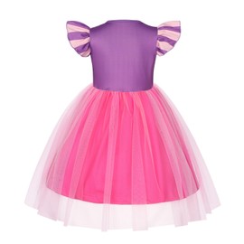 AmzBarley Rapunzel Dress Girls Little Kids Princess Party Dressing up Fancy Dress Movie Role Playing Clothes World Book Day Outfits Purple Age 2-3 Years 100
