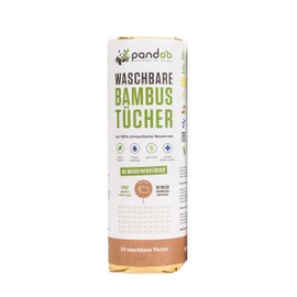 pandoo® 100 % bamboo kitchen roll, washable, environmentally-friendly paper towels, replaces 60 kitchen rolls, highly absorbent, tear resistant
