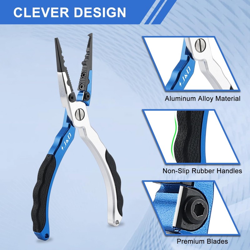 J&D Fishing Pliers, Aluminum Alloy Fishing Pliers Multi-Functional Lightweight Multi-Functional