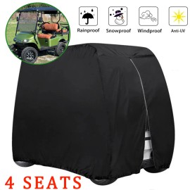 The Perfect Part 4 Passenger Golf Cart Cover Waterproof Enclosure Black For EZGO Club Car Yamaha