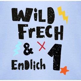 Shirtracer - Baby Bodysuit Boy Girl - 1st Birthday - Wild Cheeky and Finally 1 - Wonderful One Year, 2 baby blue, 12 - 18 months