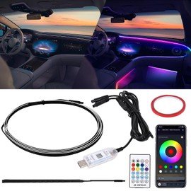 Weinsamkeit LED Interior Lighting, Acrylic Car RGB Ambient Lighting Strip with 165 LEDs, 3 Control Methods LED Atmosphere Light Interior Atmosphere Light USB Neon Light Music Light Strip for Car Home