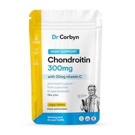 Dr Corbyn Chondroitin Sulfate 300mg with Vitamin C (120 Tablets) | 90% Marine Chondroitin Supplement + Vitamin C | Maintenance of Normal Bones & Cartilage | Collagen Formation