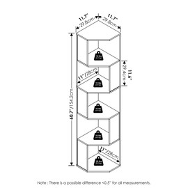 Furinno Econ 5-Tier Freestanding Corner Shelf Bookcase, Bookshelf, Espresso
