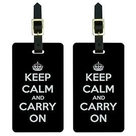 Graphics & More Keep Calm Black Luggage Tags Suitcase Carry-on Id, White