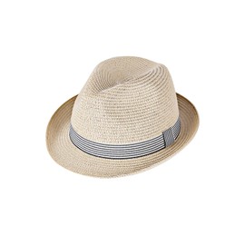 HONCO DIRECT Summer Panama Straw Fedora Hats for Men Women Trilby Hat Foldable Roll Up Short Brim Panama Beach Hat Topper Beige