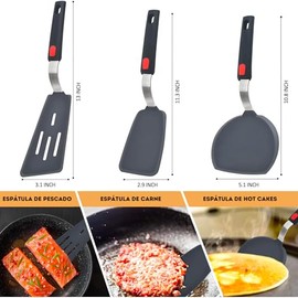 U Chef Set de 3 Esptulas de Silicona Resistentes al Calor, Utensilios de Cocina Antiadherentes, Esptulas Flexibles, Accesorios para Cocina (3 piezas) 