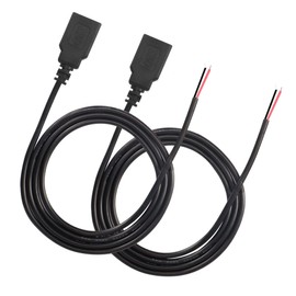 XMSJSIY USB 2.0 Female Pigtail Cable Extension Power Cable 22AWG 5V 3A USB A Socket to 2 Pin Bare Wire Open End Connector for DIY-2 Pcs (1M)
