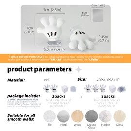 Lifelisa Cute Hanging Toothbrush Holder, Hand Wall Hanging Utility Suction Hooks with StickyPads, Multi-Function Mouse Bathroom Decor, Shower Holder (3)