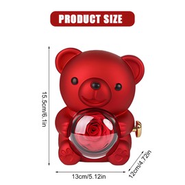 Preserved Rose Bear Gift Box,Eternal Flowers Rose Box, Necklace Pendant Jewelry Box,Gifts for Girlfriend Wife Christmas Valentines Day (Red)