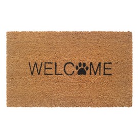Rugsmith Black Machine Tufted Welcome Paw Doormat, 18"x30"