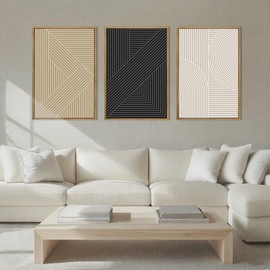 BINCUE Neutral Abstract Wall Art Decor Mid Century Modern Wall Paintings Boho Artwork for Living Room Bedroom Bathroom 16x24 Inch Set of 3