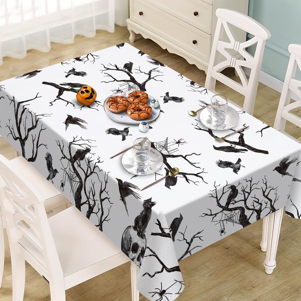 Livcoz Halloween Crow Branches Rectangle Tablecloth 60 x 120 Inches,