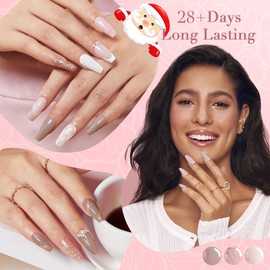 AZUREBEAUTY Dip Powder Nail Kit Starter 28g/1Oz Glitter Nude Brown Nail Dip Powder Kit with Hand Scrub/Cream Cuticle Oil Top/Base Coat Activator Dip Powder Liquid Set for Home Salon Gifts