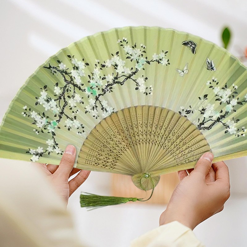 Formemory Men's Ladies' Folding Fan Bag with Gift Box, Bamboo,