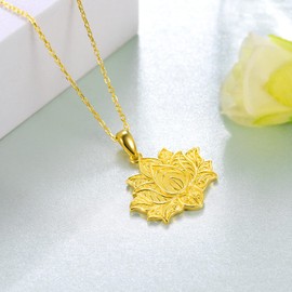 Feijiesi Lotus Necklace for Women 925 Sterling Silver Lotus Pendant Necklace Lotus Jewelry for Women Mom Wife