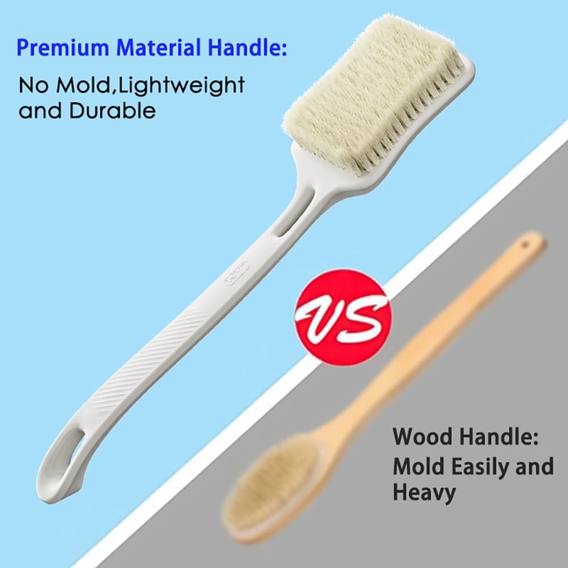 2-piece Back Scrubber for Shower, 14" Long Handle Body Brush,