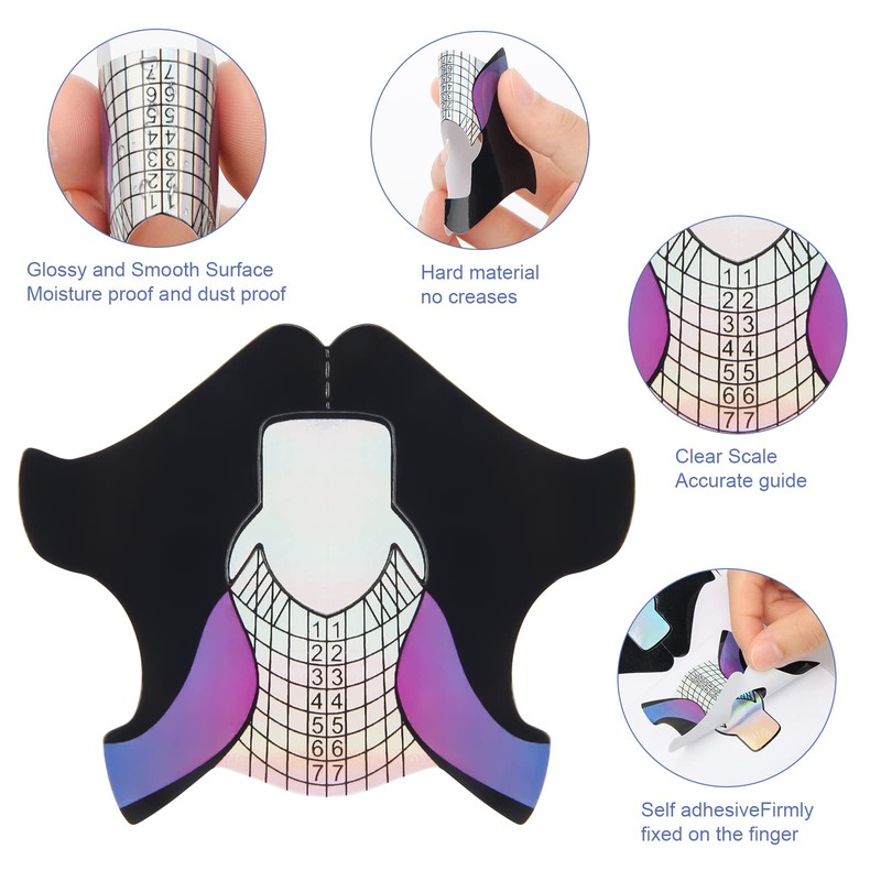 AHIER Nail Forms, 100PCS Acrylic Swallow Self Adhesive Gel Nail