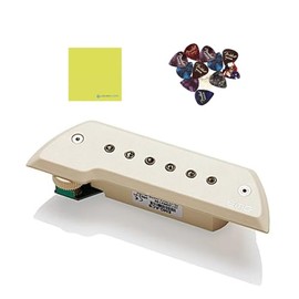 EMG ACS Acoustic Guitar Pickup Soundhole, Ivory Bundle with 12x Fender Guitar Picks and Liquid Audio Instrument Polishing Cloth