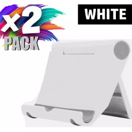 MTech USA 2 Pack Cell Phone Stand Foldable Phone Desk Tablet Cradle Plastic Dock Holder - White