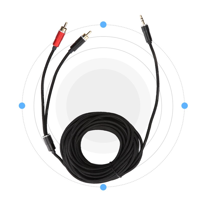 3.5MM to 2RCA Component ABS Cord AV Cable Audio Video