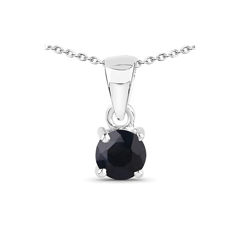 Schmuck-Schmidt -0.60ct Sapphire Pendant Necklace 925 Sterling Silver, Sterling Silver,