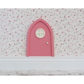 TinyFoxes Fairy Door Pink - with Luminous Door Window - Matching Gnome Door for Nursery Decoration - by Kristin Franke