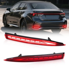 Raryloy 2PCS Red Lens LED Rear Bumper Brake Tail Light for Toyota Corolla 2019-2024 LED Rear Fog Driving Lamp Sequential Turn Signal Indicator Light Kit