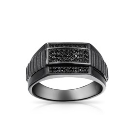 Bling Jewelry Sterling Silver Black Rhodium CZ Mens Championship Ring