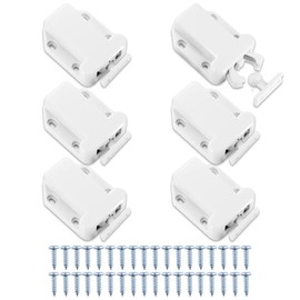 Pack of 6 Door Latches with Touch Release, Push to Open Cabinet Lock without Magnet with Screws for Kitchen Cabinet Doors Cupboards Home Furniture (White)