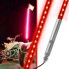 UTVJATV 4FT LED Whip Red Lights Waterproof Flag Pole Safety Antenna with Flag for Can-Am Maverick X3 Sand Dune Buggy UTV ATV 2020 Polaris RZR XP 4X4 Offroad Truck 4 Wheels - 1PCS