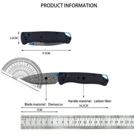 BM 535 533 Folding Tactical Knife Damascus Blade Carbon Fiber Handle Pocket Outdoor Camping Self-defense Hunting Knives EDCcolor: B293 - 533, blade length: 2.95in, blade width: 0.98in, type: Folding Blade Knife