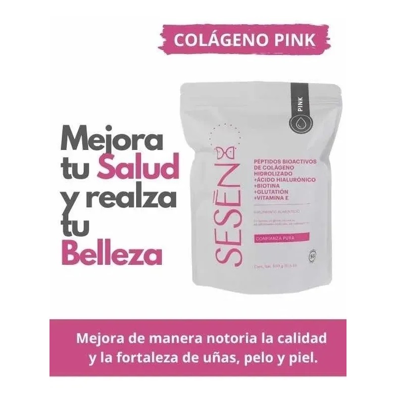 Pack 2 Sesen Pink Colageno Hidrolizado Acido Hialuronico Sfn Sin