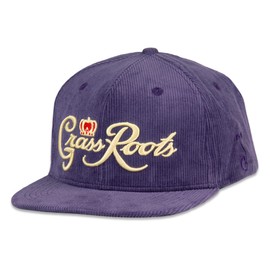 Grassroots California - Royal Roots Purple Corduroy Snapback, Pro Fit Style, 100% Cotton, Embroidered Design, Limited Edition (L/XL)