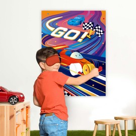 WERNNSAI Pin The Wheels on The Car Games - Car Birthday Party Supplies Race Cars Party Games Poster with 24 Pcs Stickers for Kids Boys Baby Shower Classroom Activities