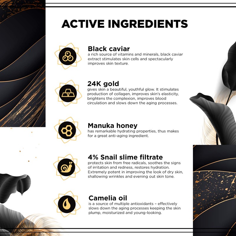 Eveline 24K Snail & Cavar Regenerating Anti-Wrinkle Night Cream 50