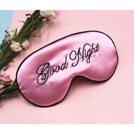 WIZBIOTECH Sleep Mask, 100% Real Natural Good Night Eye Mask with Adjustable Strap, Blocks Light with Eyes Sleep Protection - Pink & Black