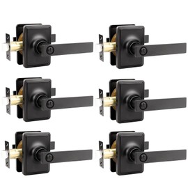 GOBEKOR 6 Pack Matte Black Door Handle Privacy Door Handles with Lock Black Keyless Privacy Door Levers Interior Lever Door Handle for Bedroom Bathroom Keyless Interior Door Locks