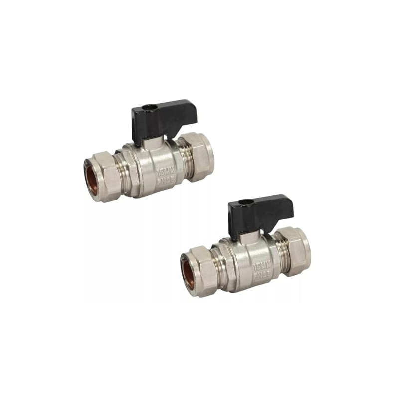 TC 15mm Compression Isolation Valve Full Bore with Black Lever