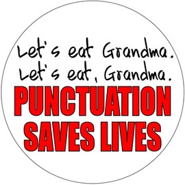 Let's Eat Grandma Punctuation Saves Lives - 10 Pack Circle Stickers 3" x 3"