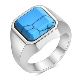 MYNENEY 14K Gold/Silver/Black Plated Square Signet Ring Anillos De Hombre Statement Classical Wedding Rings Band for Men