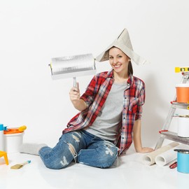 Vent Roller with Splash Guard, Spike Roller, Spiked Screed Composite Roller, Aerating Roller 250 mm Latex Self-Levelling Screed Leveling Flooring for Removing Air Bubbles, Default